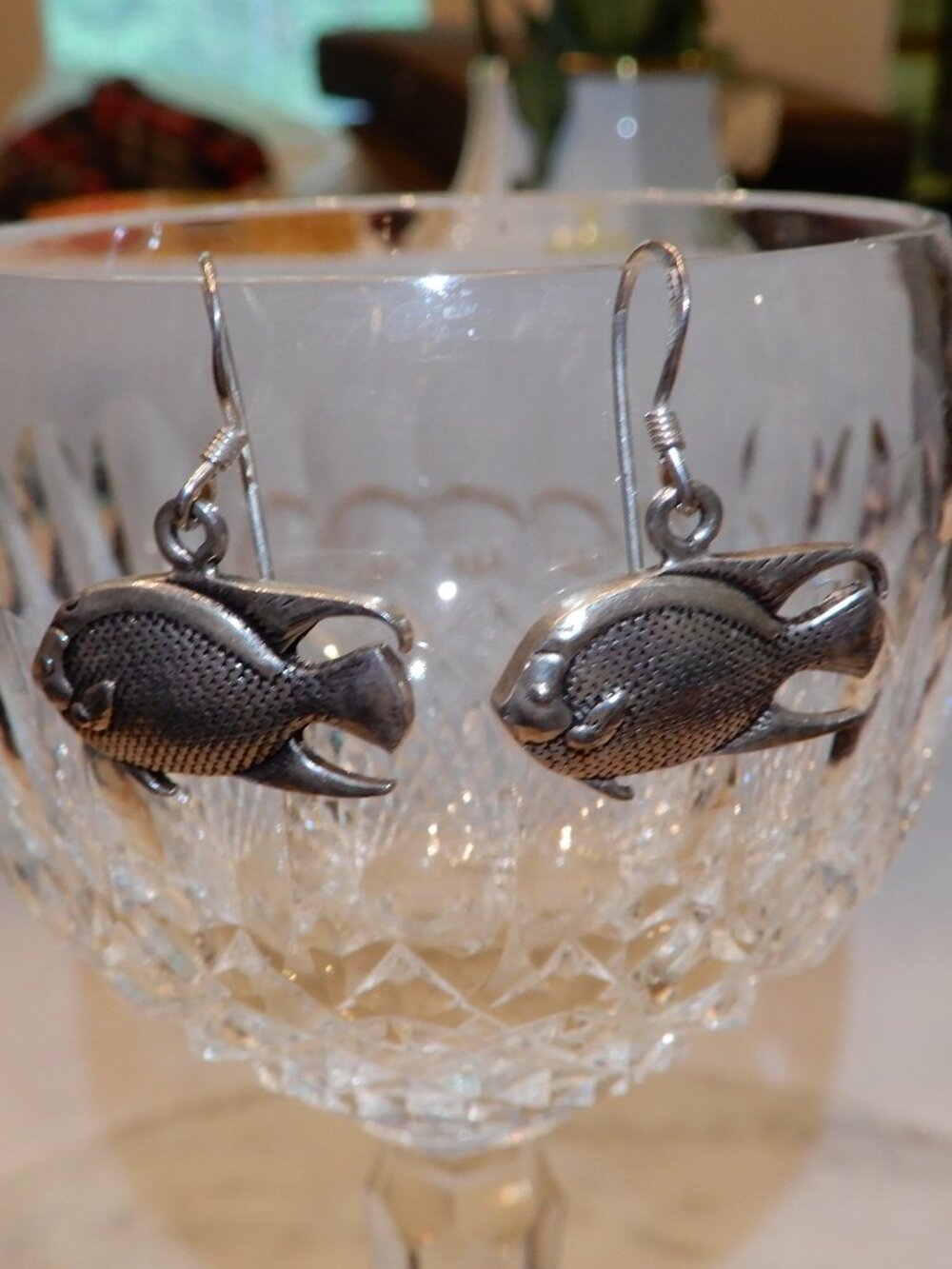 Silver Fish Dangle Earrings